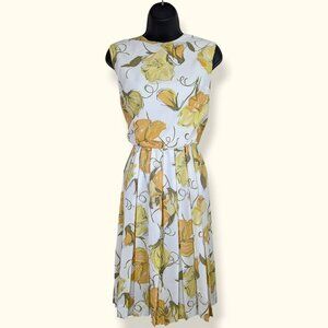 Vintage Sleeveless Yellow Blouson Floral Dress